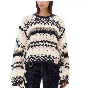 GANNI HAND KNIT STRIPED SWEATER NWT